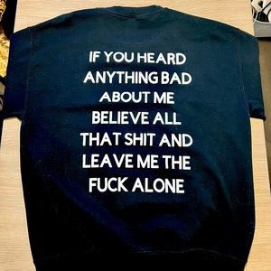 Black Gildan crewneck with custom design on the back